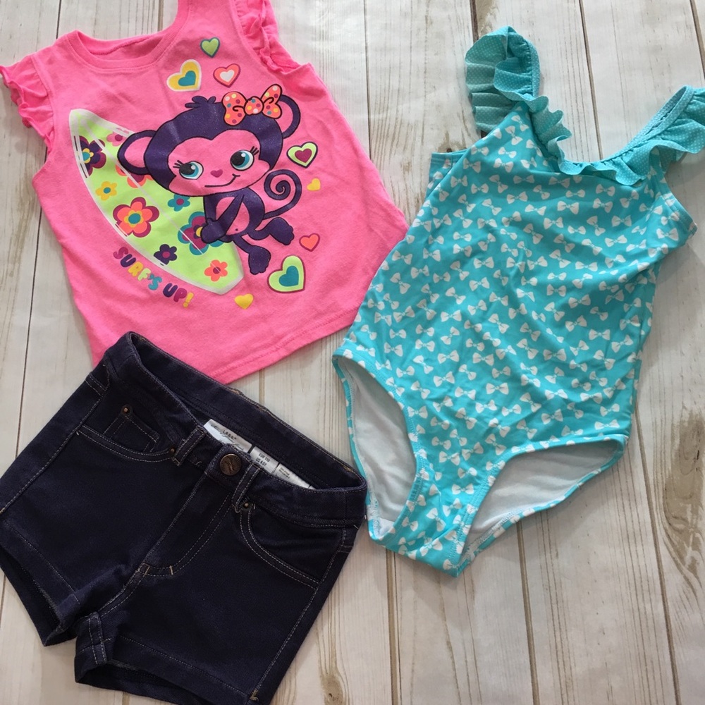 Girls 3 Piece Summer Bundle, Girls 4-5